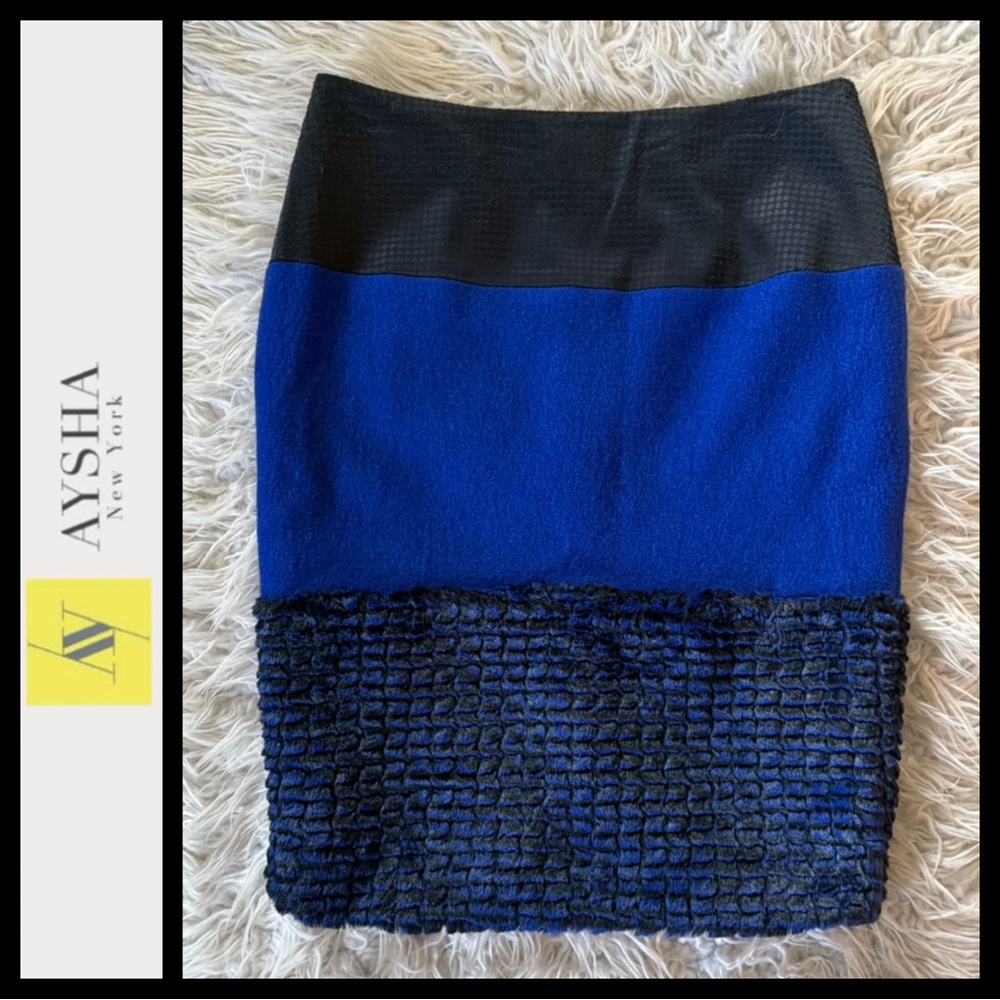 AYSHA Faux Fur Wool Blend Pencil Skirt